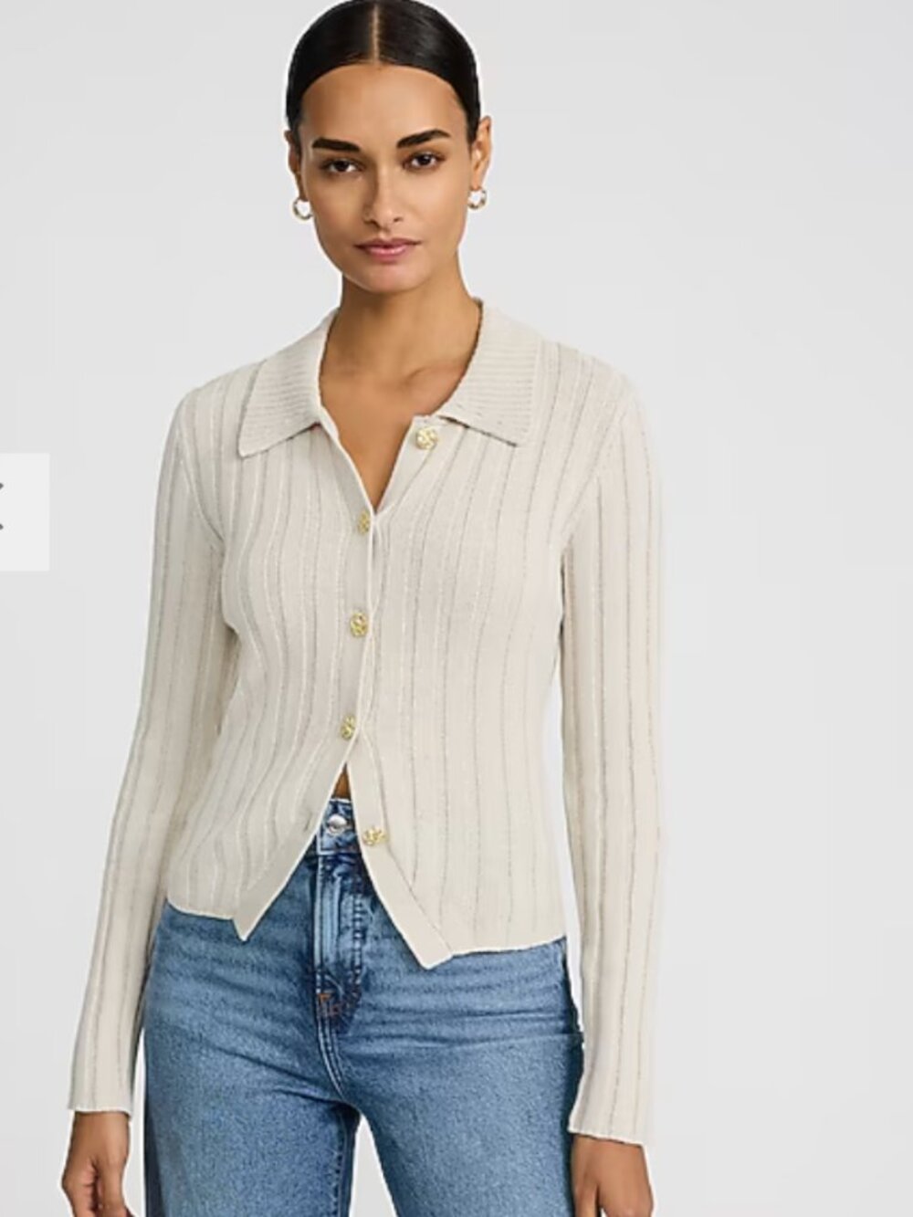 EXPRESS Fitted Novelty Button Ribbed Cutaway Hem Cardigan